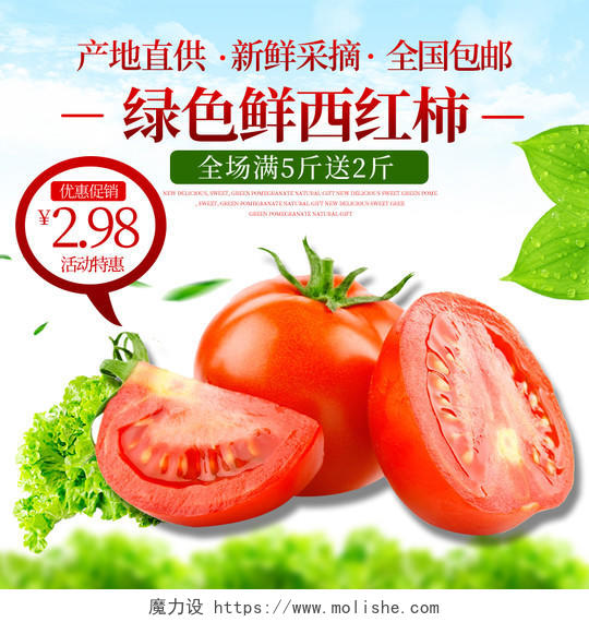 绿色健康新鲜西红柿产地直供新鲜采摘优惠促销蔬菜主图